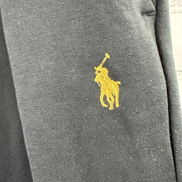 POLO Ralph Lauren Men Embroidered Gold Crest Logo Jogger Pants Black Maroon 2XLT - Picture 6 of 15